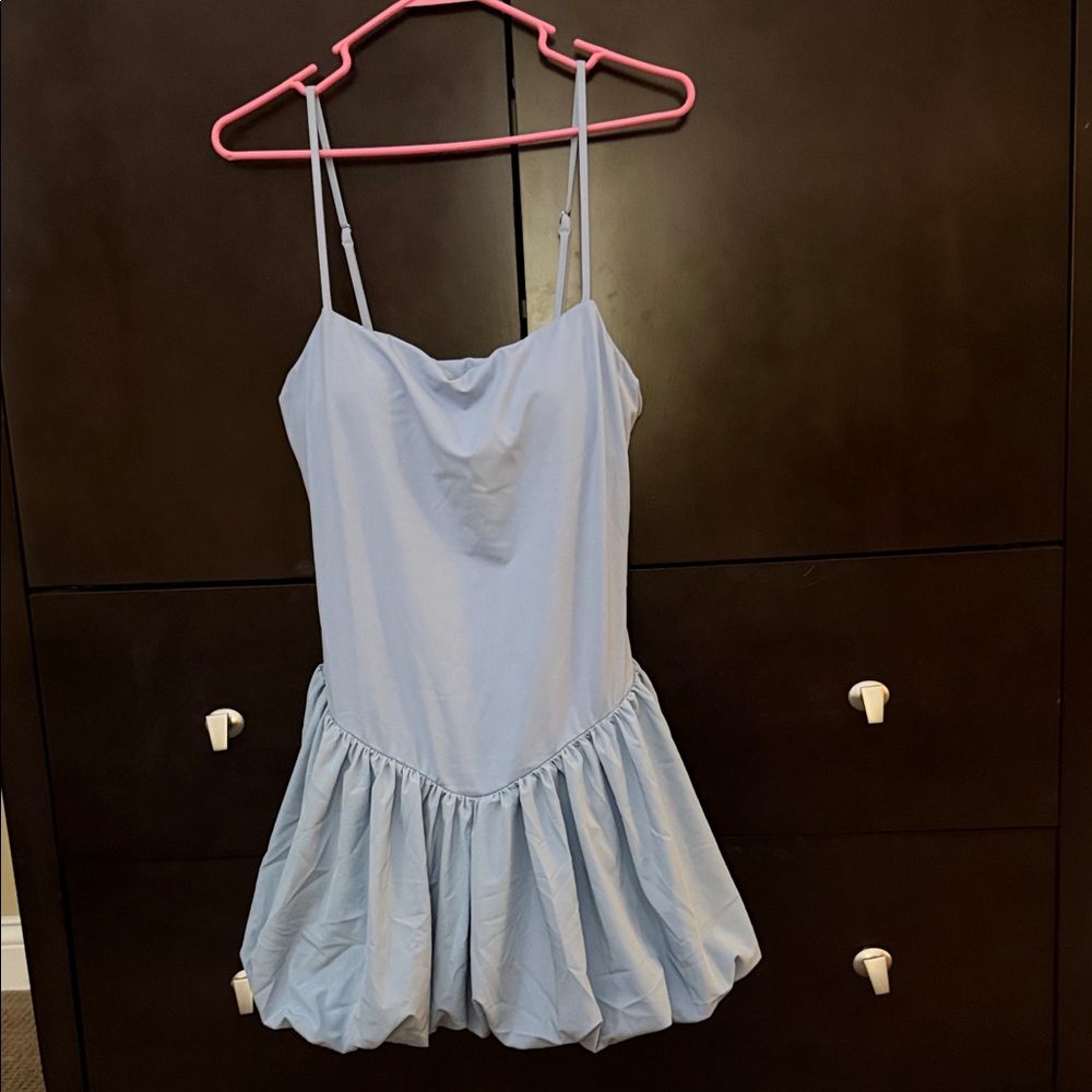 HALARA Sky Blue Spaghetti Strap Dress